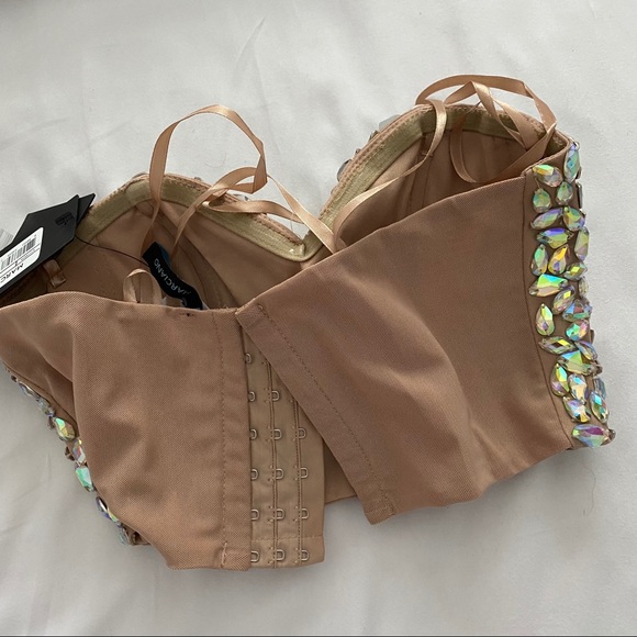 Marciano embellished crystal bustier xs NWT nude - Picture 8 of 15